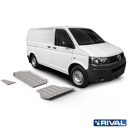 Rival 4x4 SKID PLATE SET (ENGINE, GEARBOX, EXHAUST PIPE, FUEL TANK) VOLKSWAGEN CARAVELLE 2003-2009; 2009-2015; 2015-2019; 2020-; MULTIVAN 2003-2009; 2009-2015; 2015-2019; 2020-; TRANSPORTER 2003-2009; 2009-2015; 2015-2019; 2020-; 2 L. / GASOLINE; 2 L. / DIESEL