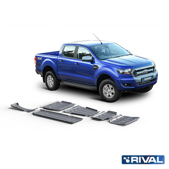 Rival 4x4 SKID PLATE SET (RADIATOR, ENGINE, GEARBOX, TRANSFER CASE, FUEL TANK, ADBLUE TANK) FORD RANGER 2011-2015; 2015-2022; 2,2 L. / DIESEL; 3,2 L. / DIESEL