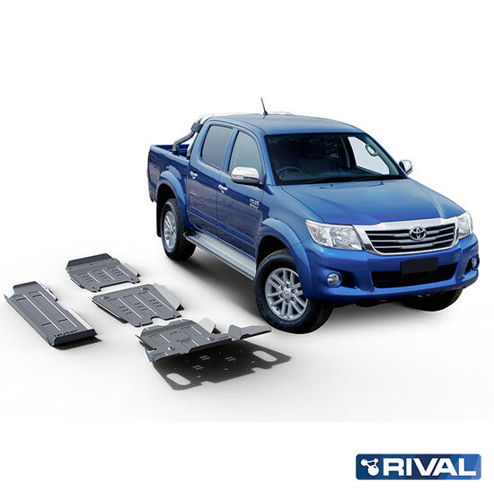 Rival 4x4 SKID PLATE SET (RADIATOR, ENGINE, GEARBOX, TRANSFER CASE, FUEL TANK) TOYOTA HILUX 2005-2011; 2011-2015; 2,5 L. / DIESEL