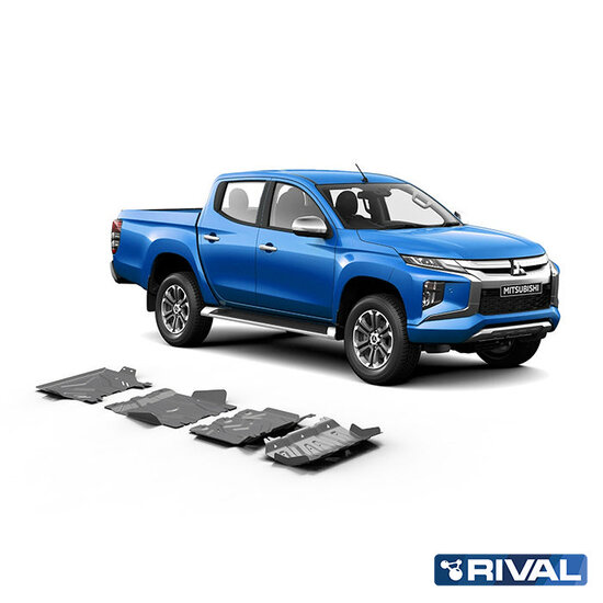 Rival 4x4 SKID PLATE SET (RADIATOR, ENGINE, GEARBOX, TRANSFER CASE) FIAT FULLBACK 2016-2020; MITSUBISHI L200 2015-2019; 2018-2023; PAJERO SPORT 2016-2021; 2021-; 2,4 L. / DIESEL; 3 L. / GASOLINE