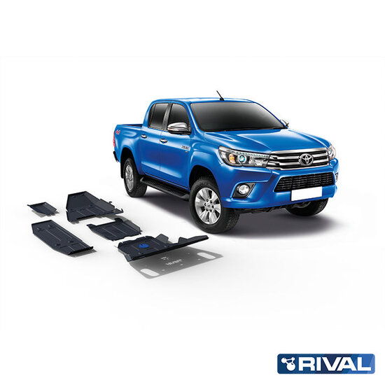 Rival 4x4 SKID PLATE SET (RADIATOR, ENGINE, GEARBOX, TRANSFER CASE, ADBLUE TANK, OXYGEN SENSOR, FUEL TANK) TOYOTA HILUX 2015-2020; 2018-2020; 2021-; 2,4 L. / DIESEL