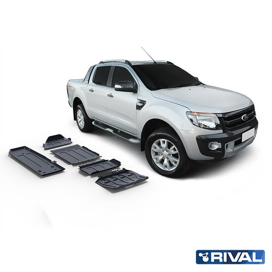 Rival 4x4 SKID PLATE SET (RADIATOR, ENGINE, GEARBOX, TRANSFER CASE, FUEL TANK) FORD RANGER 2011-2015; 2015-2022; 2,2 L. / DIESEL; 3,2 L. / DIESEL