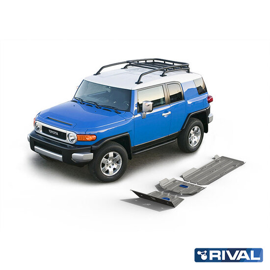 Rival 4x4 SKID PLATE SET (ENGINE, GEARBOX, TRANSFER CASE) TOYOTA FJ CRUISER 2006-2022; LAND CRUISER PRADO 2007-2009; 4 L. / GASOLINE; 2,7 L. / GASOLINE; 3 L. / DIESEL
