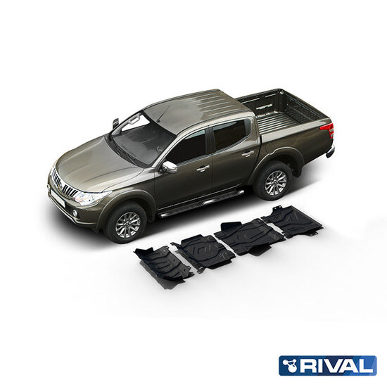 Rival 4x4 SKID PLATE SET (RADIATOR, ENGINE, GEARBOX, TRANSFER CASE) FIAT FULLBACK 2016-2020; MITSUBISHI L200 2015-2019; 2018-2023; PAJERO SPORT 2016-2021; 2021-; 2,4 L. / DIESEL; 3 L. / GASOLINE
