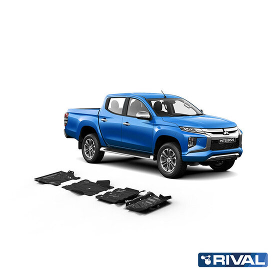Rival 4x4 SKID PLATE SET (RADIATOR, ENGINE, GEARBOX, TRANSFER CASE) FIAT FULLBACK 2016-2020; MITSUBISHI L200 2015-2019; 2018-2023; PAJERO SPORT 2016-2021; 2021-; 2,4 L. / DIESEL; 3 L. / GASOLINE