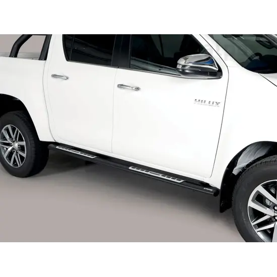 Misutonida Misutonida Side Bar - 1 pair, with design steps, oval - black - Hilux D/C 2016