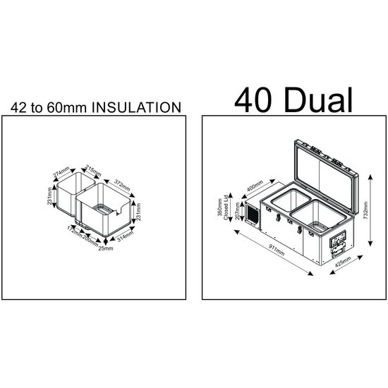 National Luna National Luna 40L Dual Compartment Lade Koelkast & Vriezer 12V/24V