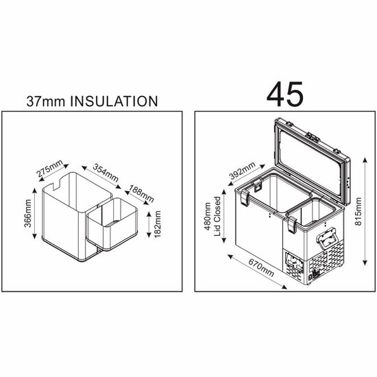 National Luna National Luna NL45 Legacy Smart QC Dual Koelkast & Vriezer 12V/24V