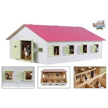 Kids Globe Paardenstal (72,5x60x37,5cm) met 7 boxen - roze