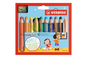 Stabilo Stabilo Woody 3-in-1 kleurpotloden - Etui (karton) 10stuks + slijper
