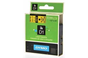 Dymo Tape D1 (12mm x 7m) - zwart/geel