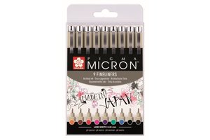 Sakura Pigma Micron Etui 9stuks - gekleurd