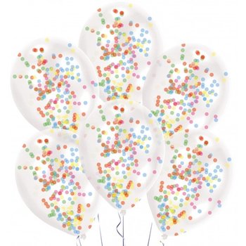 Ballonnen (latex) Confetti Filled - 6stuks (transparant)