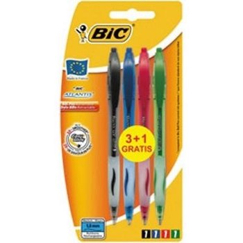 Bic BIC Balpen Atlantis Soft 1mm - blauw/zwart/rood/groen (3+1 gratis)