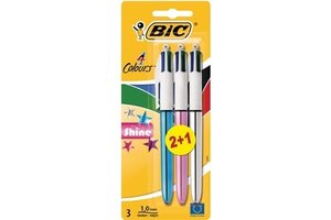 Bic BIC 4-kleurenbalpen SHINE - 2+1 gratis