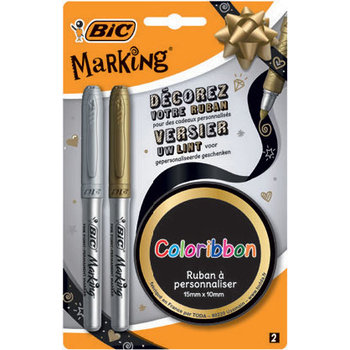 Bic BIC Permanent Marker Metallic (goud/zilver) + Coloribbon
