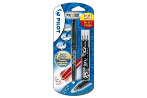 Pilot FriXion Rollerball 0,7mm - 1stuk + 3 vullingen (zwart)