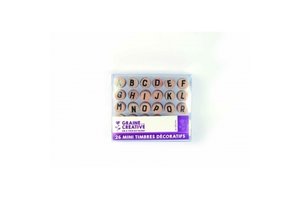 Houten mini stempels "alfabet (hoofdletters)" 26 stempels
