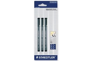 staedtler Pigment Liner 3stuks (0,1/0,3/0,5mm) - zwart