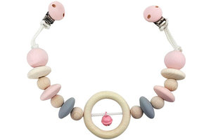 Ketting voor kinderwagen - natuur/roze