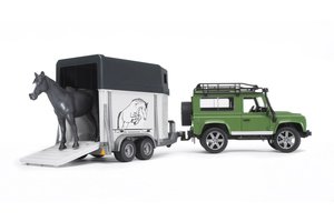 Bruder Land Rover Defender met paardentrailer en paard