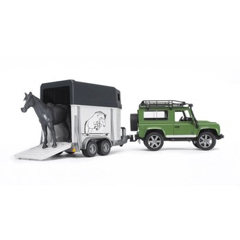 Bruder Land Rover Defender met paardentrailer en paard