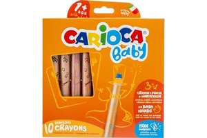 Carioca BABY 1+ Kleurwaskrijtjes 3-in-1 + slijper - 10stuks