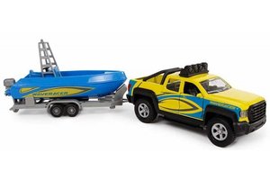 Terreinwagen met trailer en boot met licht/geluid - 29cm