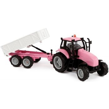 Tractor met aanhanger met licht/geluid - roze