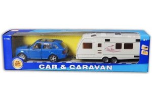 Auto met caravan 30cm pull-back