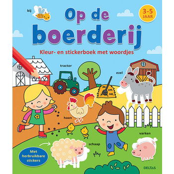 Deltas Kleur- en stickerboek met woordjes - Op de boerderij (3-5jaar)