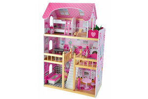 Poppenhuis (hout) medium (59x33x90cm) - pink