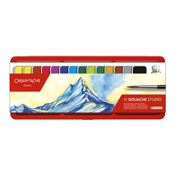 Caran d'Ache Caran d'Ache Plakkaatverf "Gouache Studio" - 15 kleuren in metalen doos