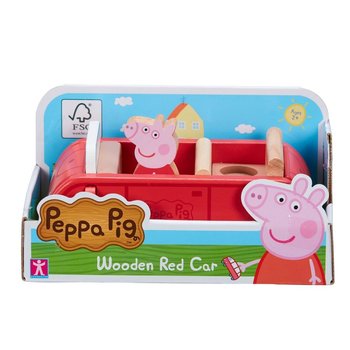 Peppa Pig - Houten familie auto (rood) met Peppa figuur