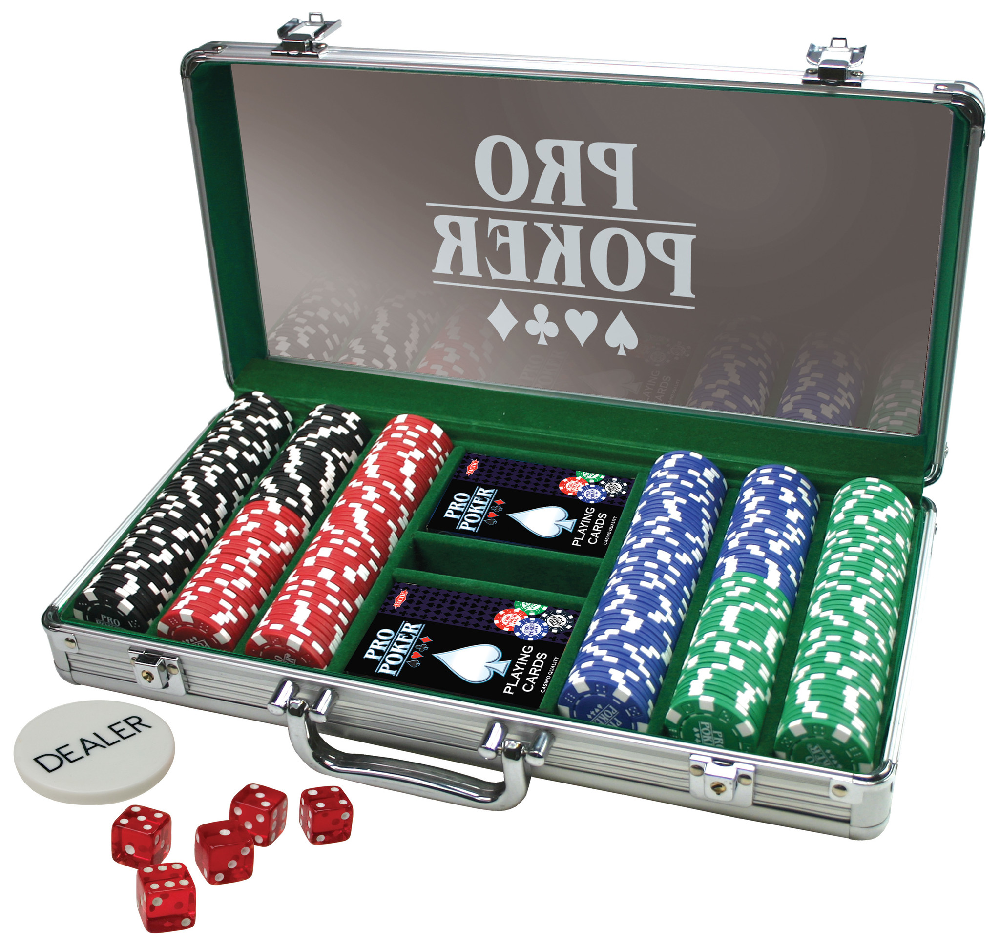 Bevriezen Schrikken duif Pro Poker Set Case 300 chips 11.5 gram - t Klavertje Vier
