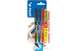 Pilot Pilot FriXion Rollerball 0,7mm - zwart/blauw/rood + 1 FriXion "Light" geel