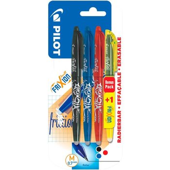 Pilot Pilot FriXion Rollerball 0,7mm - zwart/blauw/rood + 1 FriXion "Light" geel