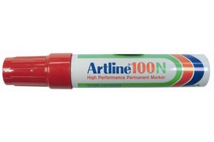 Artin Artline Permanente Marker "100N" schuine punt, lijndikte 7.5-12mm - rood