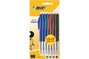 Bic BIC Balpen M10 Medium - assorti (10+4 gratis)