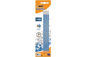 Bic BIC Grafietpotlood "Evolution triangle" met gomtop HB/2 - 3stuks