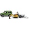 Bruder Land Rover Defender met aanhanger en JCB Mini-graafmachine