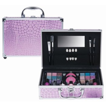 zwavel ik wil wandelen Make-up koffer aluminium krokodillenprint - roze - t Klavertje Vier