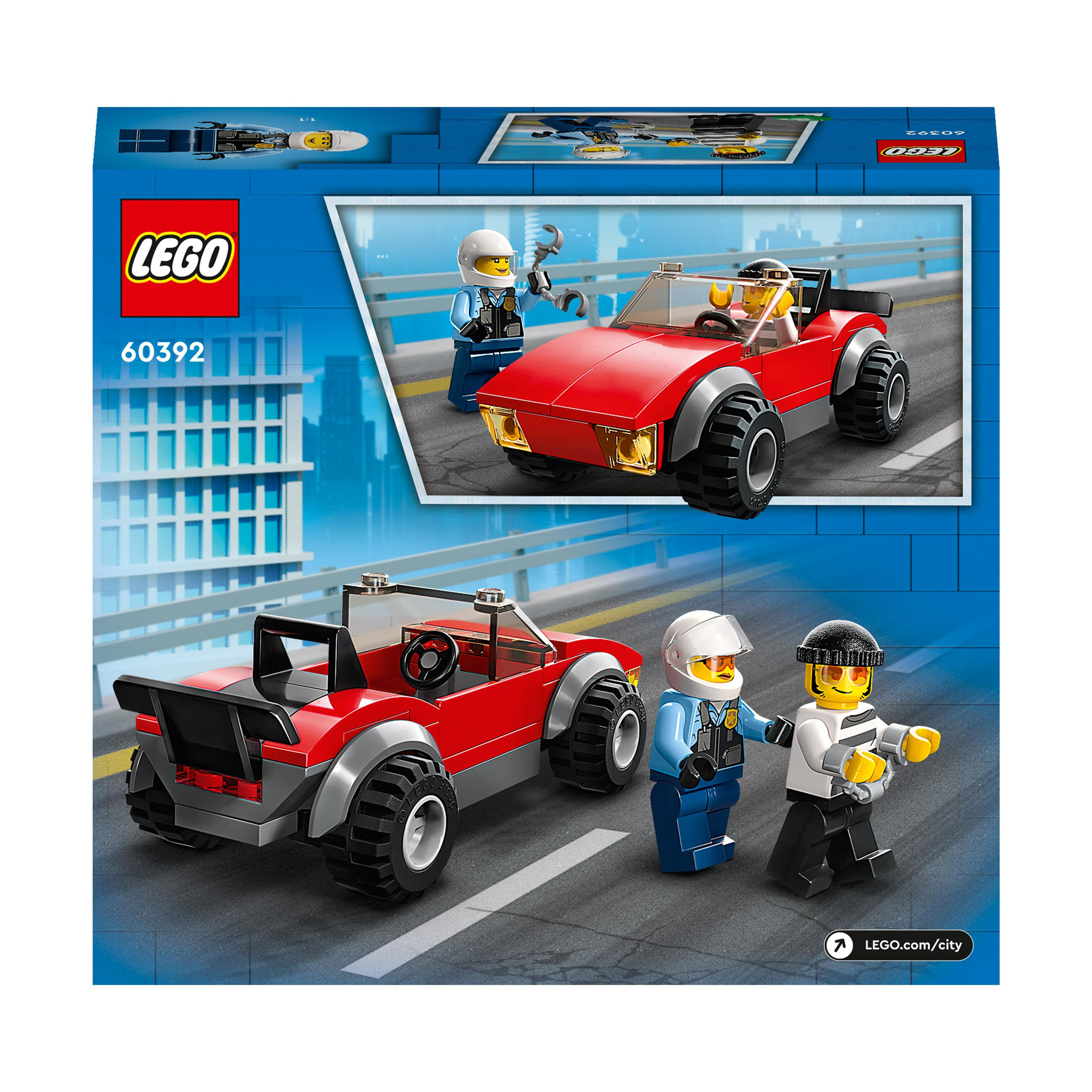 LEGO 60392 City Achtervolging politiemotor Set - t Klavertje