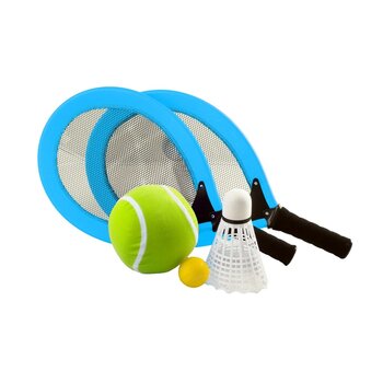 Racketset (2 spelers) + shuttle en 2 ballen - blauw