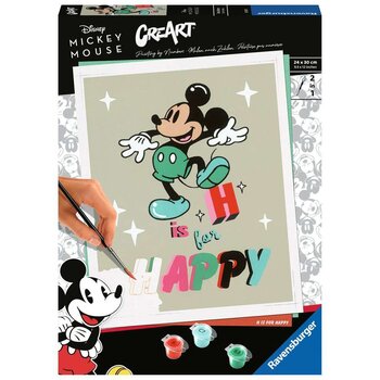 Ravensburger CreArt Schilderen op nummer - Disney Mickey Mouse - H is for Happy