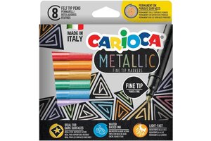 Carioca Viltstiften "Metallic" met fijne punt - 8stuks in karton etui