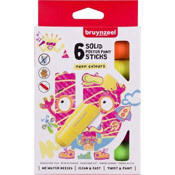 Bruynzeel Plakkaatverf sticks set - 6 kleuren Neon