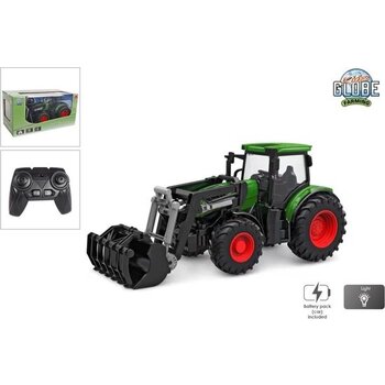 Kids Globe R/C Tractor 2.4GHZ met licht en frontlader - 27cm (groen)