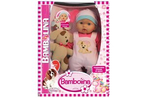 Bambolina Babypop (41cm) met pluche beer