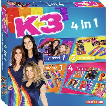 Studio 100 K3 - Spellendoos 4-in-1 (Memo/Domino/Lotto /Puzzel)